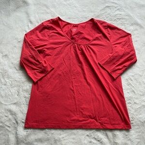 L.L.Bean Coral Scoop-Neck Top – Size Large | Sleeves Have Been Cropped